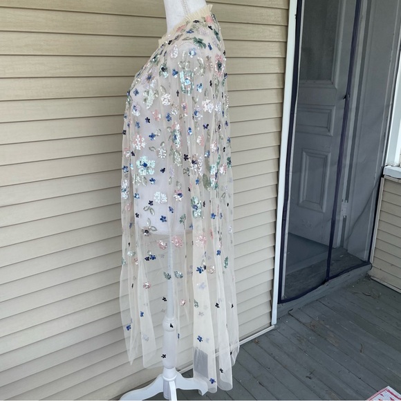 Needle & Thread Wildflower Sequin Midaxi Cape in Ivory Size M/L (NWT) - Picture 6 of 10